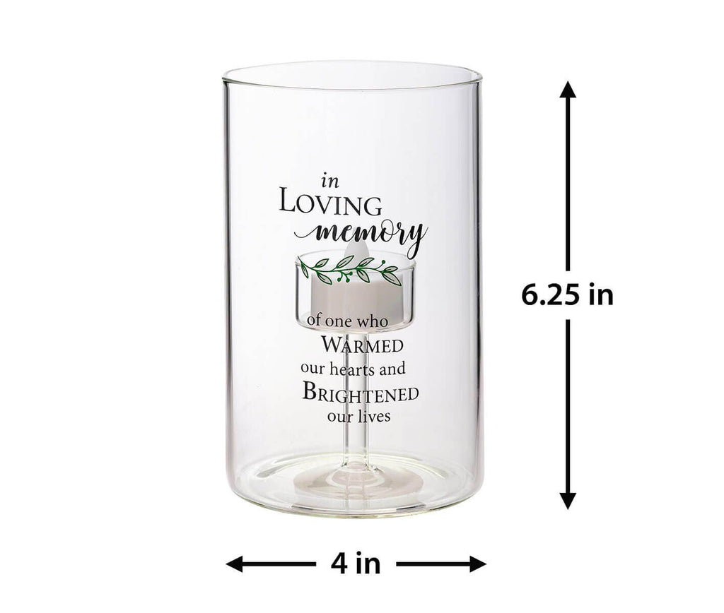 "In Loving Memory" Sympathy LED Glass Tea Light Holder