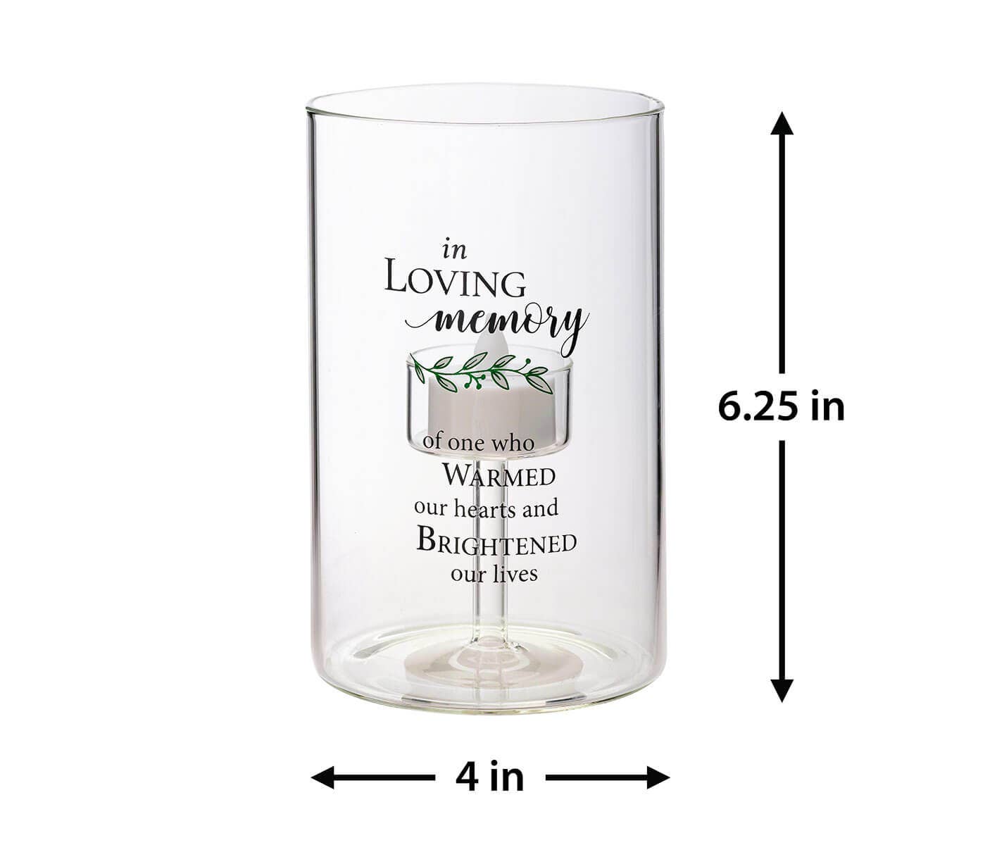 "In Loving Memory" Sympathy LED Glass Tea Light Holder