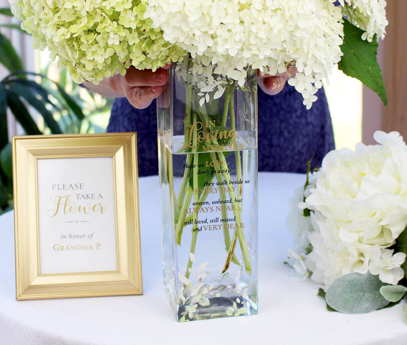 Botanical Theme Memorial Flower Vase with Sympathy Verse