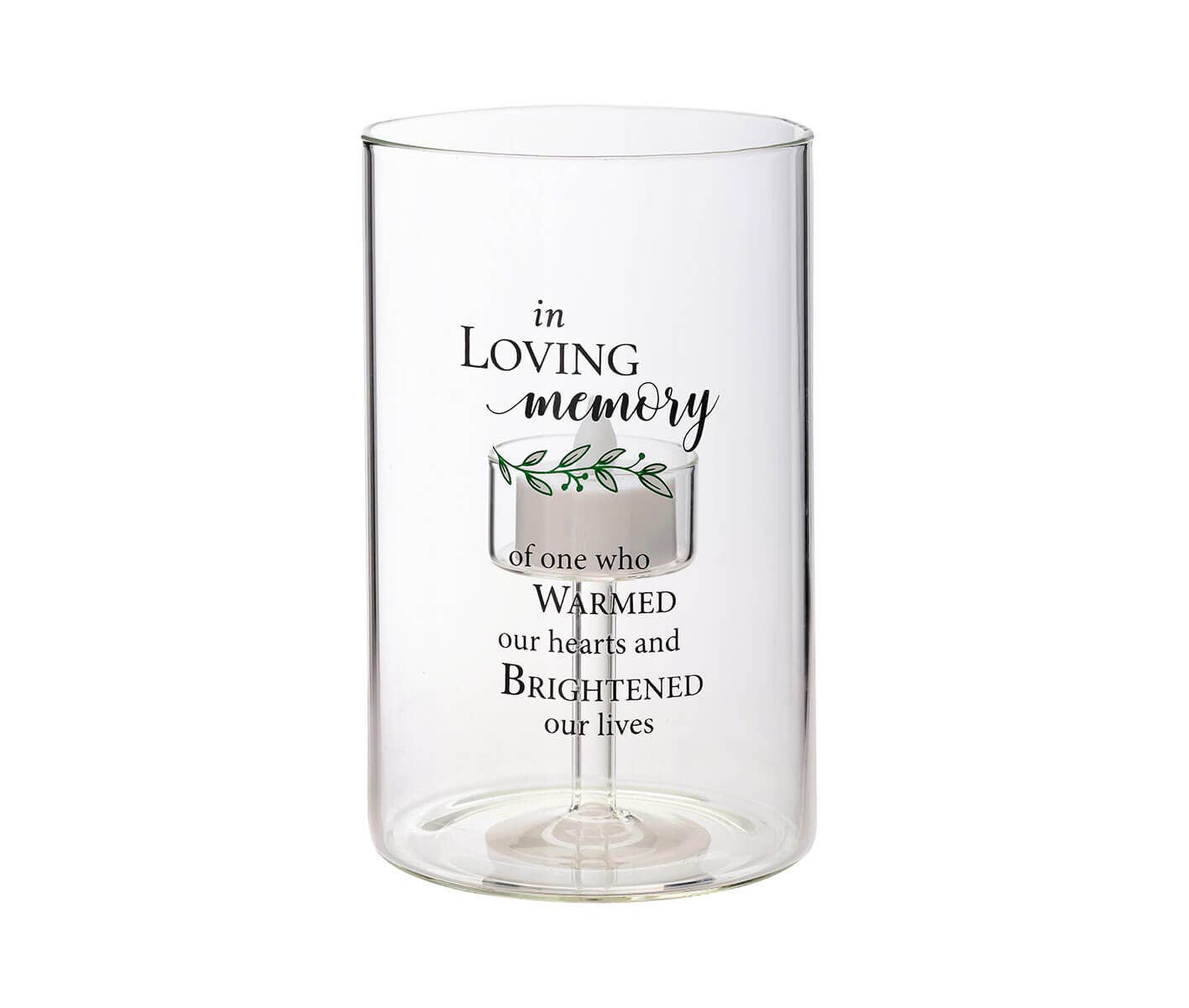 "In Loving Memory" Sympathy LED Glass Tea Light Holder