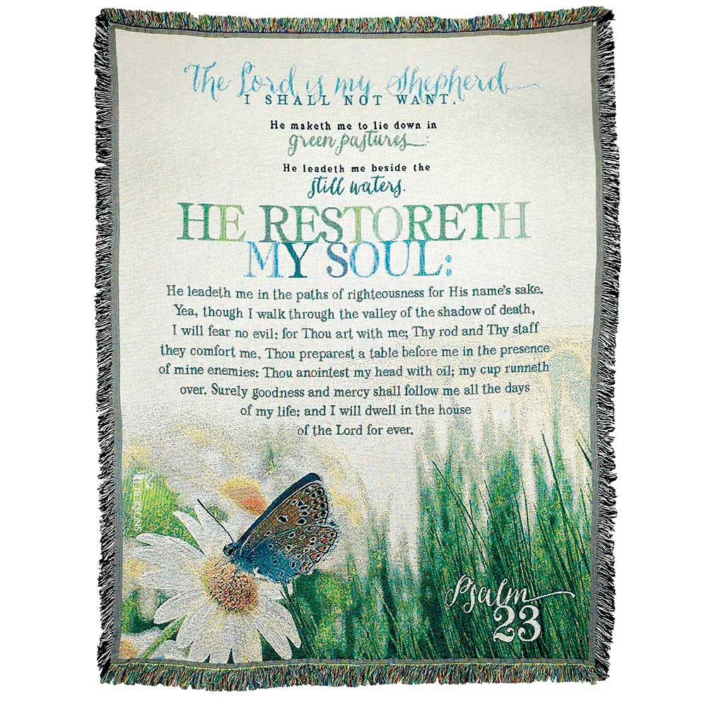 THROW DAISY/BUTTERFLY PSALM 23 COTTON