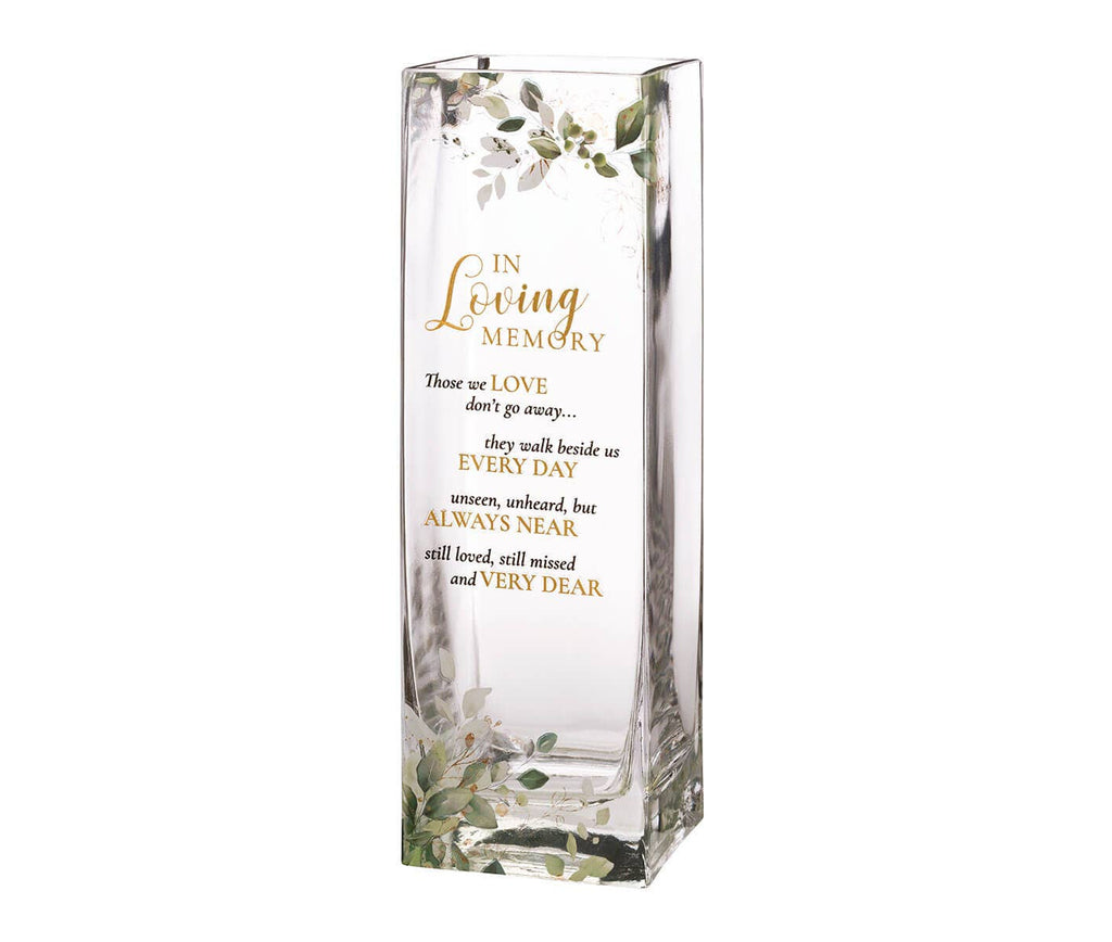Botanical Theme Memorial Flower Vase with Sympathy Verse