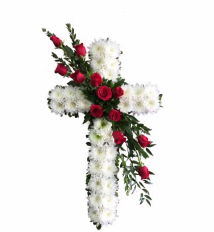 Roses and Mum Standing Cross